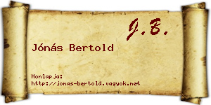 Jónás Bertold névjegykártya