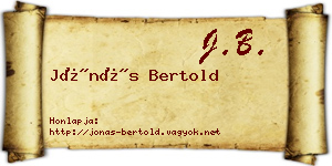 Jónás Bertold névjegykártya
